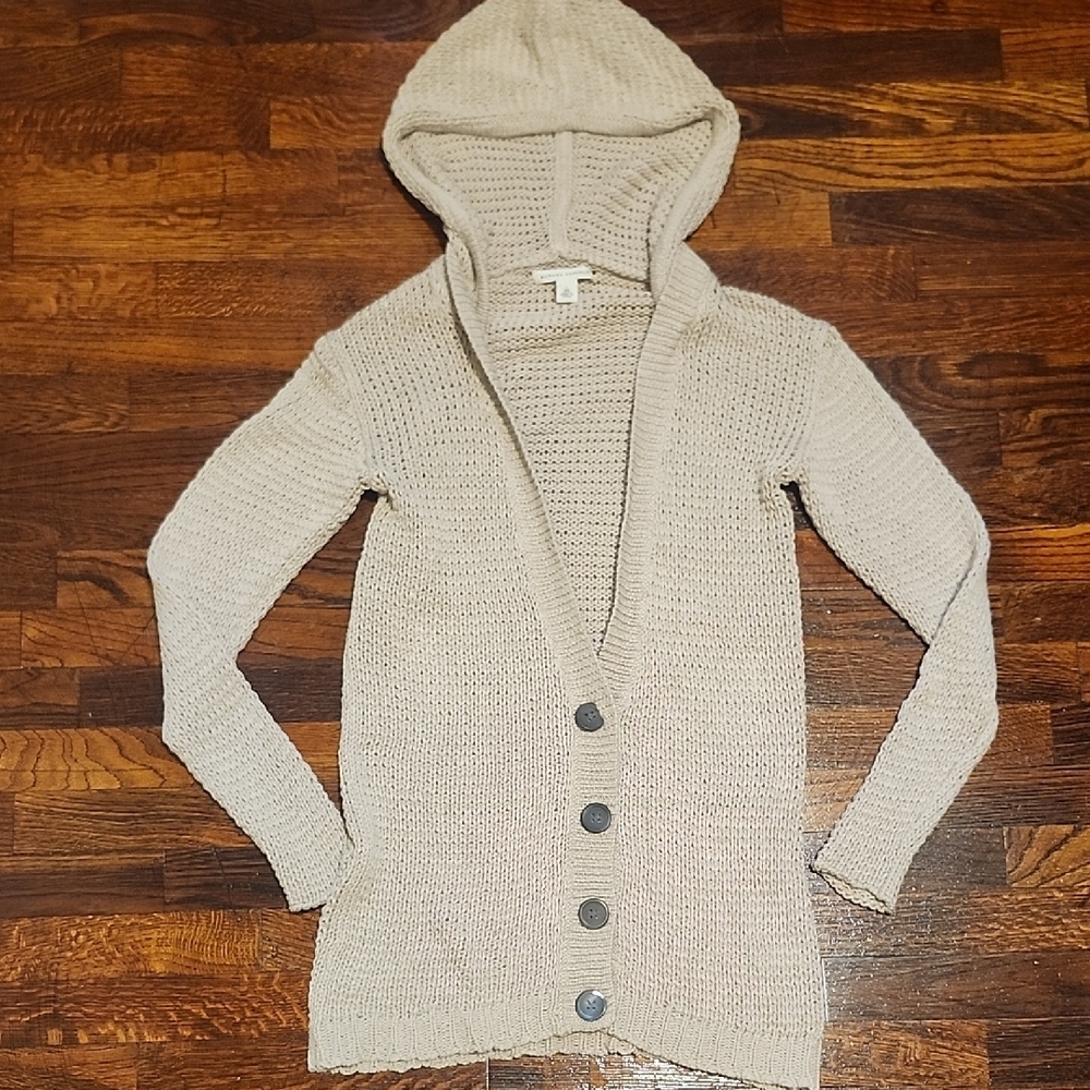 Banana Republic Neutral Creme Hooded Button Down Lightweight Cardigan Size XS